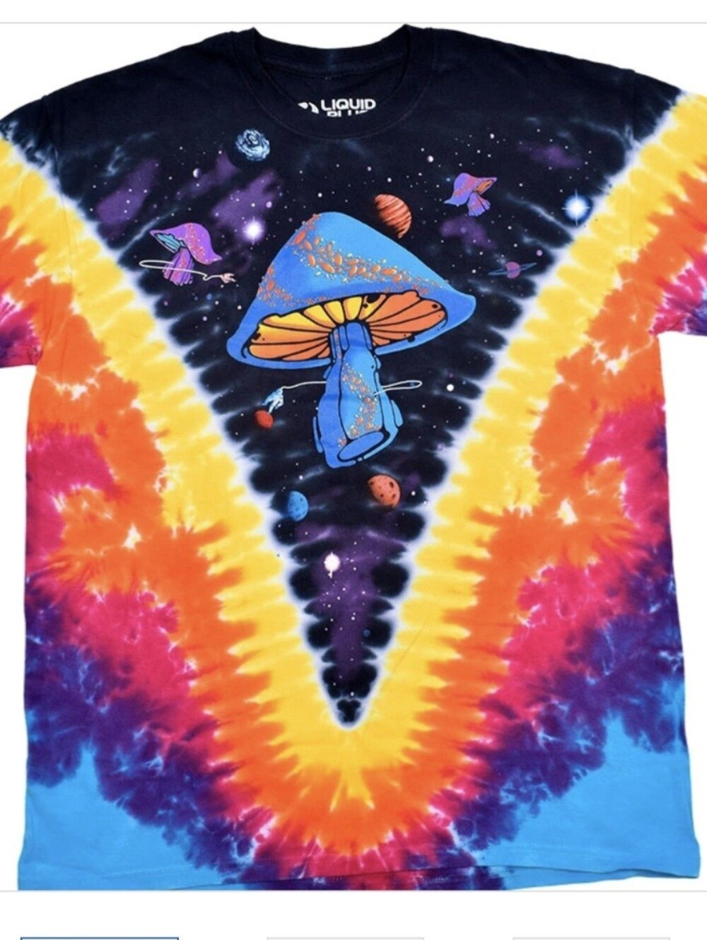 Liquid Blue Men's Space Shrooms Tie-Dye T-Shirt - Blue, Purple, Orange, Yellow